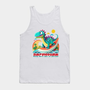 Dinosaur Surfing Funny Tank Top